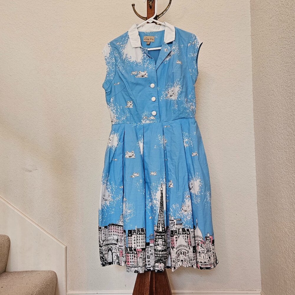 Lindy Bop Gilda Paris Fit and Flare Dress Size 12